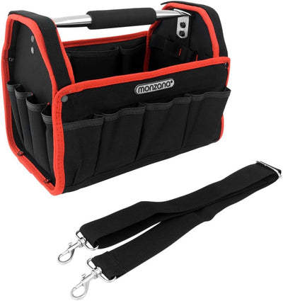 MONZANA® Werkzeugtasche L 33cm mit verstellbarem Schultergurt stabile Tragestange 8 Innen und 13 Aus