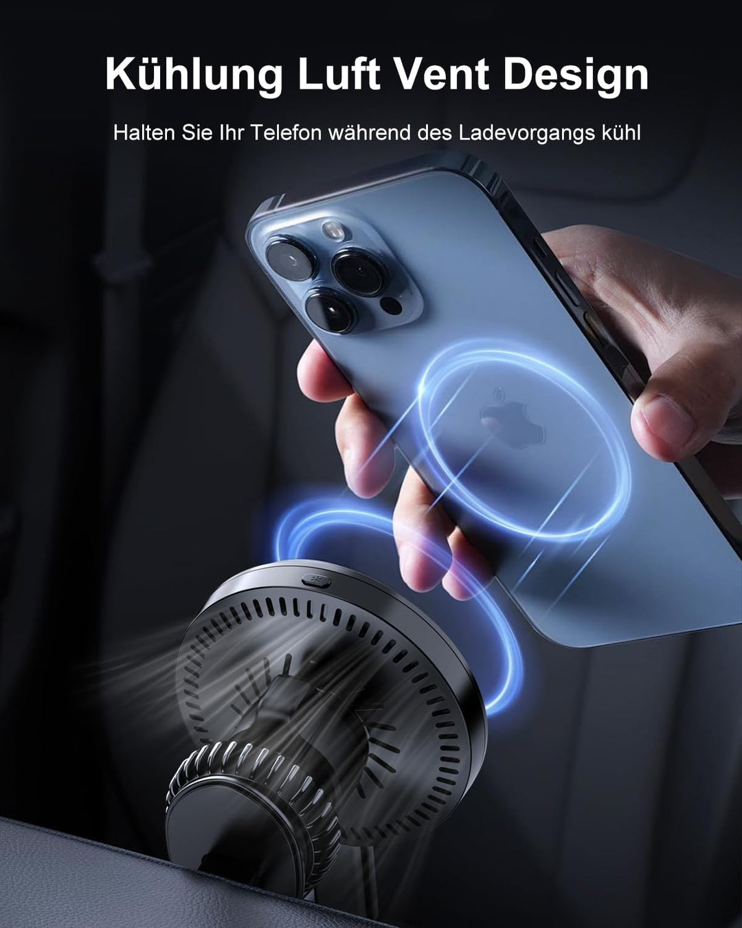 Rocoren für MagSafe Autohalterung mit Ladefunktion, 15W für MagSafe Ladegerät Auto Lüftung, Kfz Hand