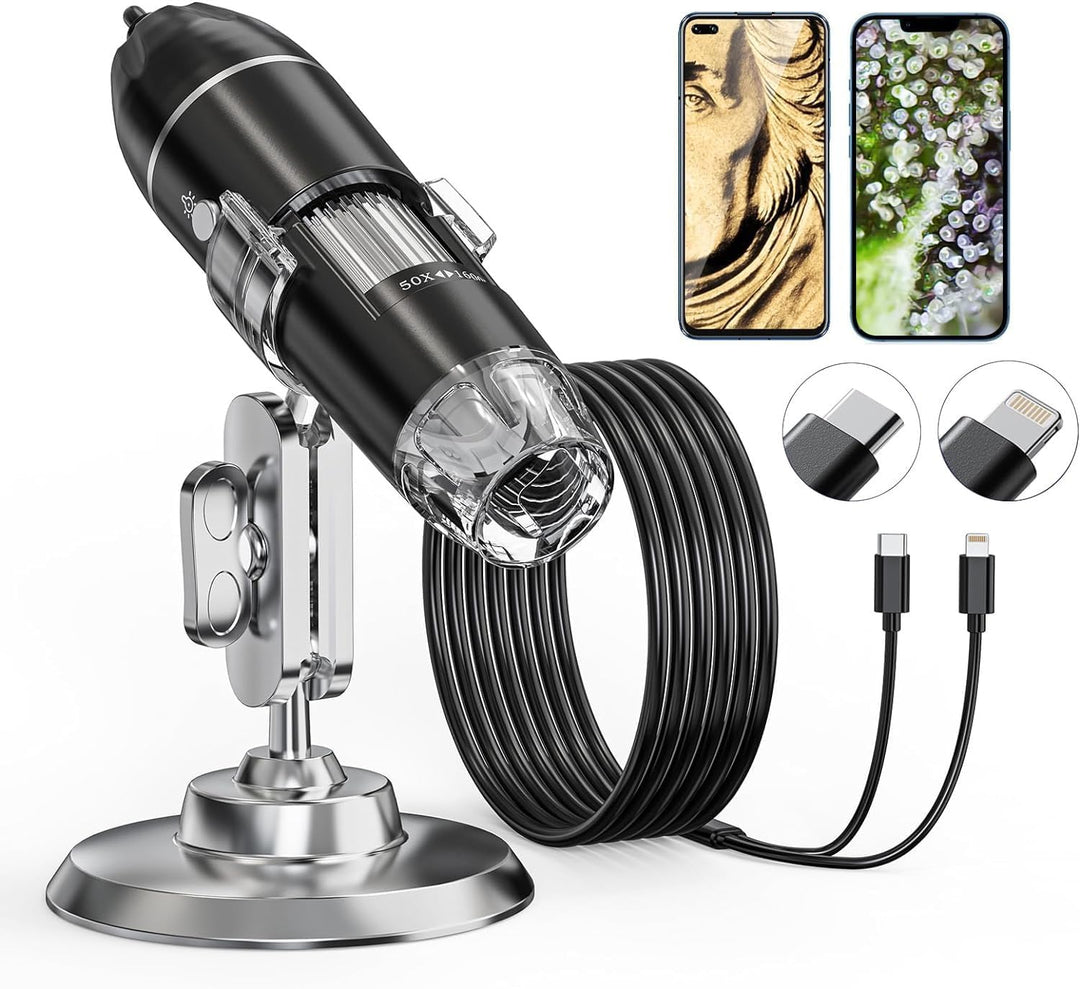 USB Mikroskop Digital, AOPICK 1440P für iPhone 50 Bis 1000X Microscope mit 8 LED & Ständer HD Handy
