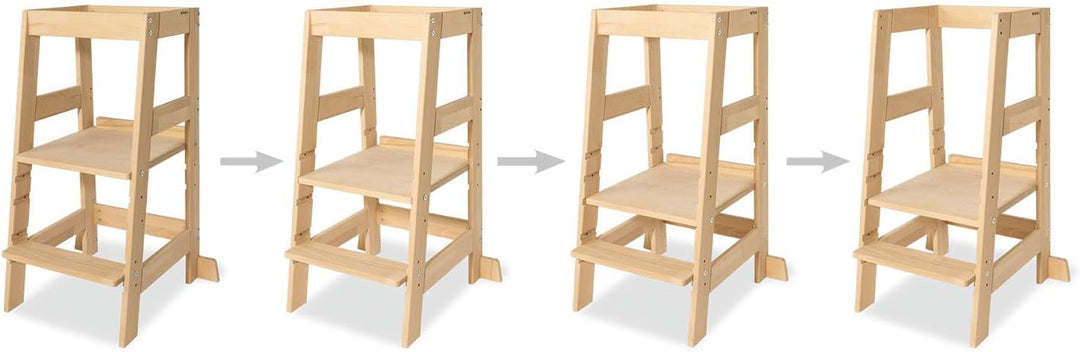 PINOLINO Fino Lernturm - Höhenverstellbarer Kinderhocker ab 1 Jahr – Kinder Tritthocker aus massiver