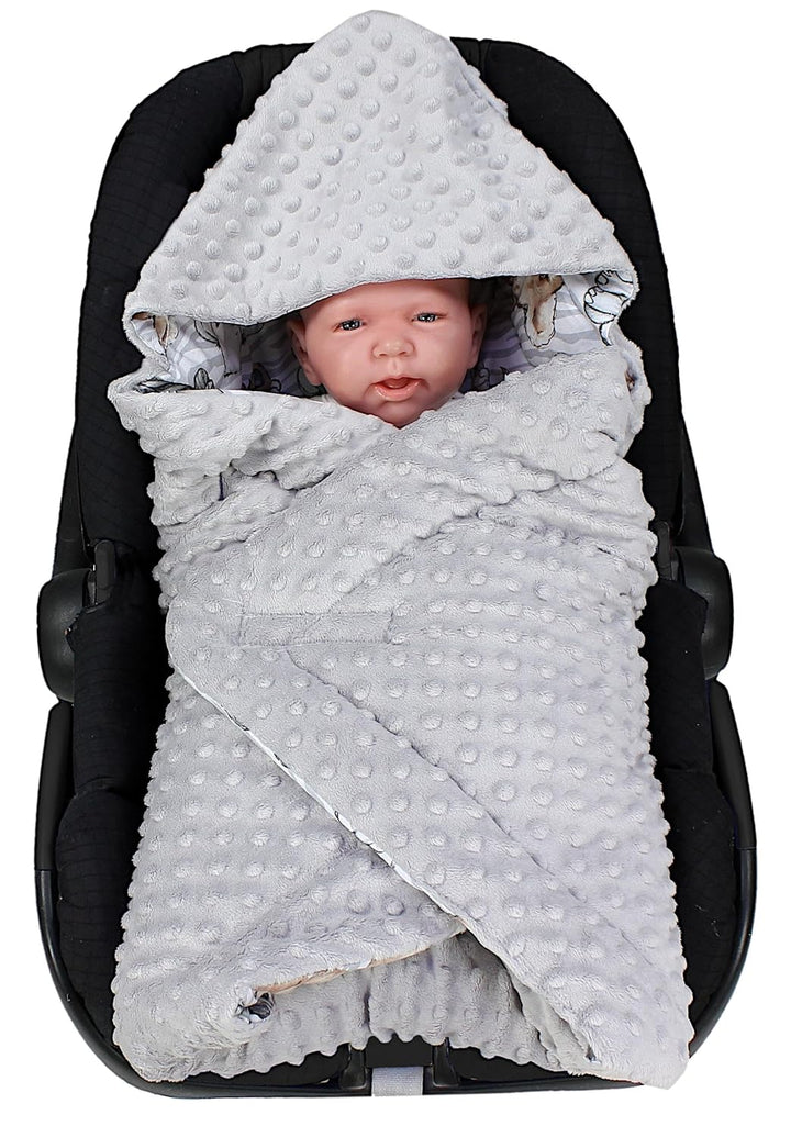 TupTam Baby Winter Einschlagdecke Babydecke 75x75cm für Autositz Babyschale Wattiert Minky Baumwolle