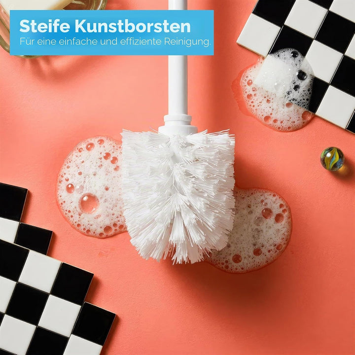 Rink Drink Badezimmer-Set - Eckiger Mülleimer mit Pedal &amp; Toilettenbürste - Weiss - 3 l, Weiss