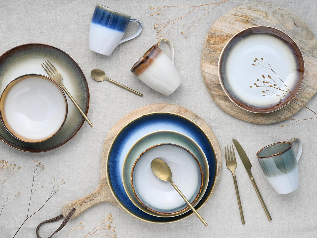 CreaTable, 23864, Serie Cascade Farbmix, Geschirrset, Kombiservice 16 teilig Farbmix Kombiservice 16