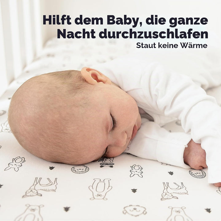 Bio-Spannbettlaken für Kinderbetten - 70x140 Atmungsaktive Jersey Baumwoll Baby Bettlaken, Spannbett