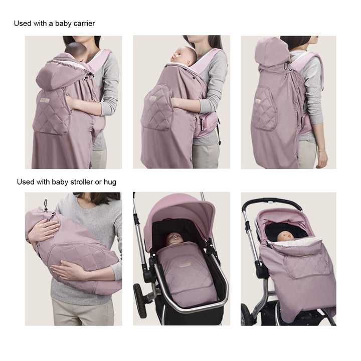 Bebear Winterbezug für Babytrage Warm Universal Hoodie Babytragebezug für alle Jahreszeiten(New Dark