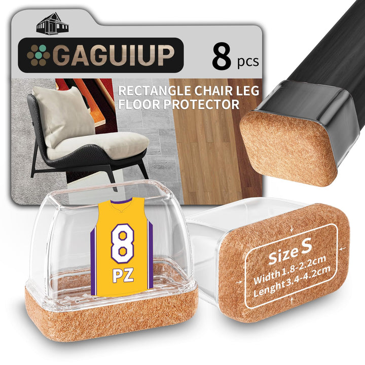 Stuhlbeinkappen rechteckige, Bodenschoner für Stühle, Schutzkappen für Stuhlbeine mit Filz,Silikon S