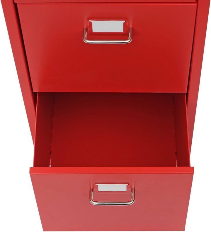 PROREGAL Rollcontainer Housten HxBxT 110x28x41cm 8 Schubladen Rot Schubladenschrank Stahlschrank 8 S