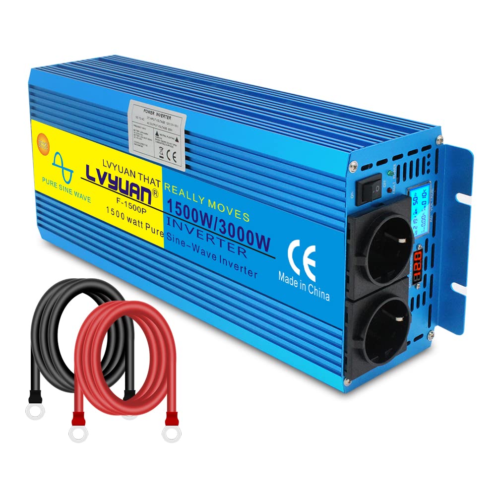 Yinleader Spannungswandler 1500W/3000W 12V 230V Reiner Sinus Wechselrichter LED+LCD Power Inverter m