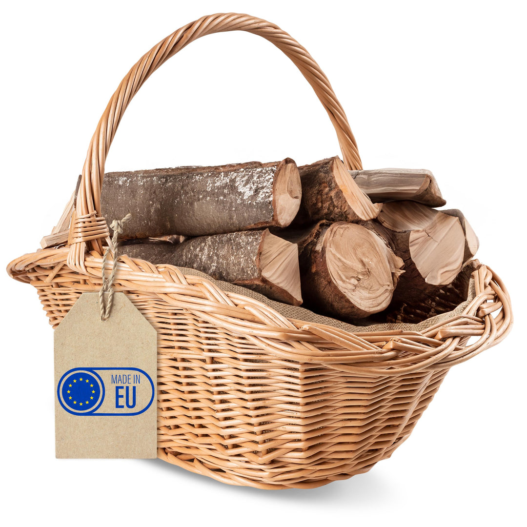 Creative Home Gross Holztrage Rattan Kaminholzkorb Kaminkorb Tragekorb | 60 x 40 x 39 cm | Aufbewahr