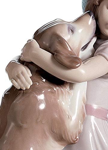 LLADRÓ Hunde Figur Freudiges Wiedersehen. Mädchen. Porzellan.
