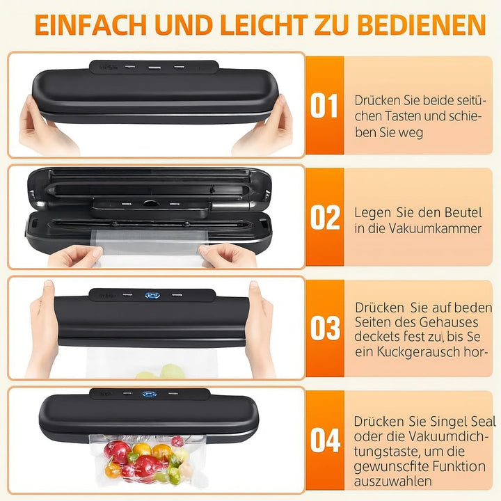 Vakuumierer, Automatischer Lebensmittel-Vakuumiergerät, One-Touch-Vakuumversiegelung für die Konserv
