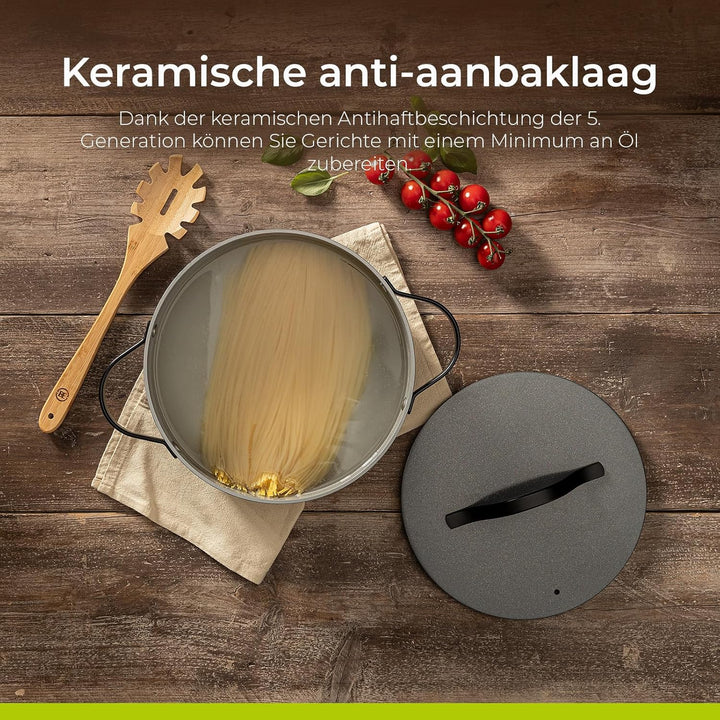 Be Living Essential Kochtopf mit Deckel Ø 24 cm (4 L) Induktion Schmortopf, Non Stick Keramik Antiha