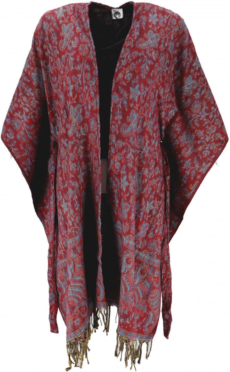 GURU SHOP Flauschiger Kimono Mantel, Kimonokleid, Kaftan, Poncho, Damen, Grün, Synthetisch, Size:40