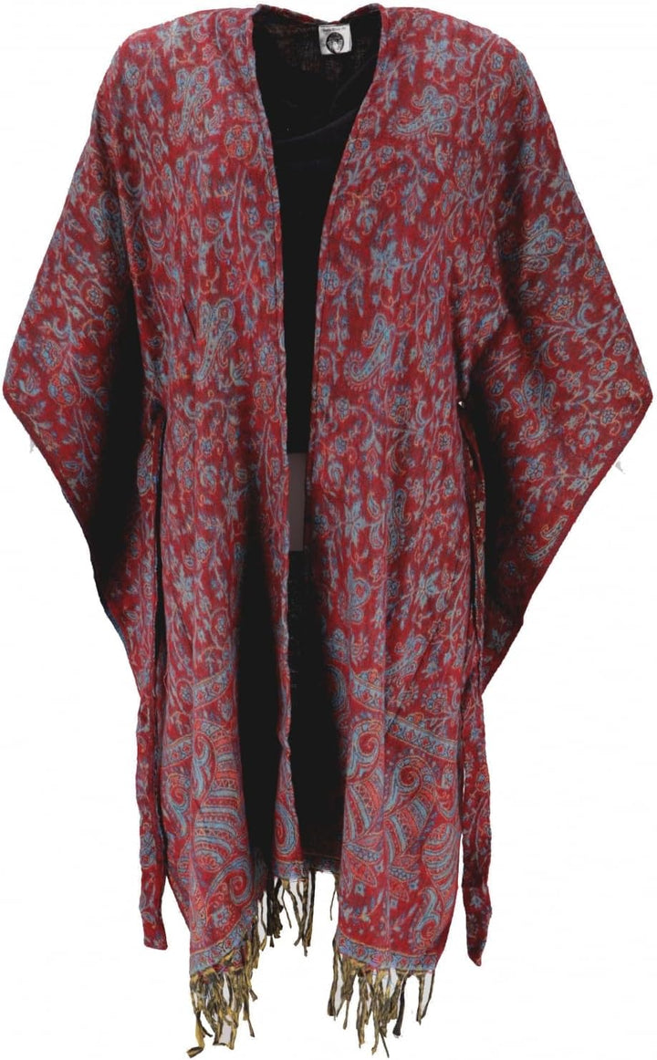 GURU SHOP Flauschiger Kimono Mantel, Kimonokleid, Kaftan, Poncho, Damen, Grün, Synthetisch, Size:40