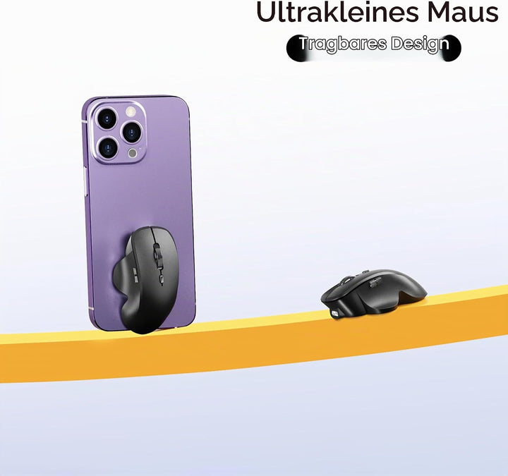 Uiosmuph Mini Bluetooth Maus kabellos, Leise Bluetooth Funkmaus (BT 5.0/5.1+2.4G), USB-C wiederaufla