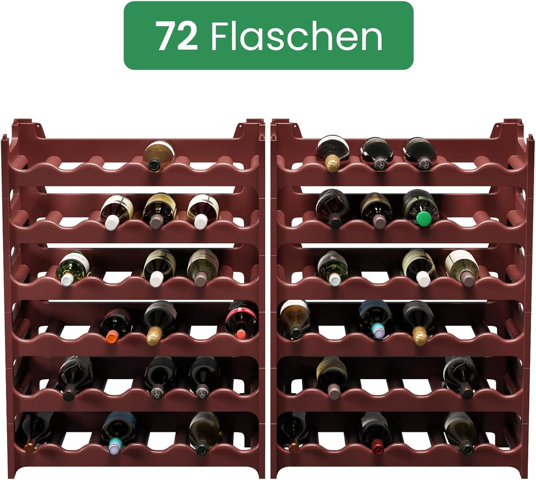 ARTECSIS Weinregal stapelbar Kunststoff für 72 Flaschen, stabiles Flaschenregal in Gastronomie-Quali