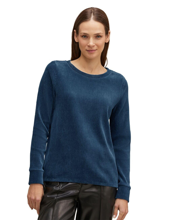 Street One Damen Cord Langarmshirt 42 Atlantic Blue, 42 Atlantic Blue