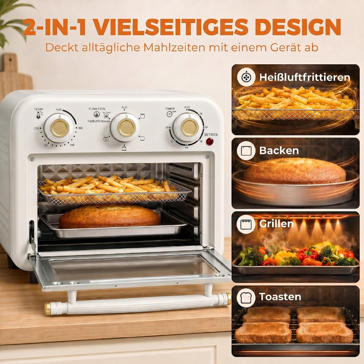 HOMCOM Heissluftfritteuse 12 Liter Mini Backofen mit Umluft 5 Programme