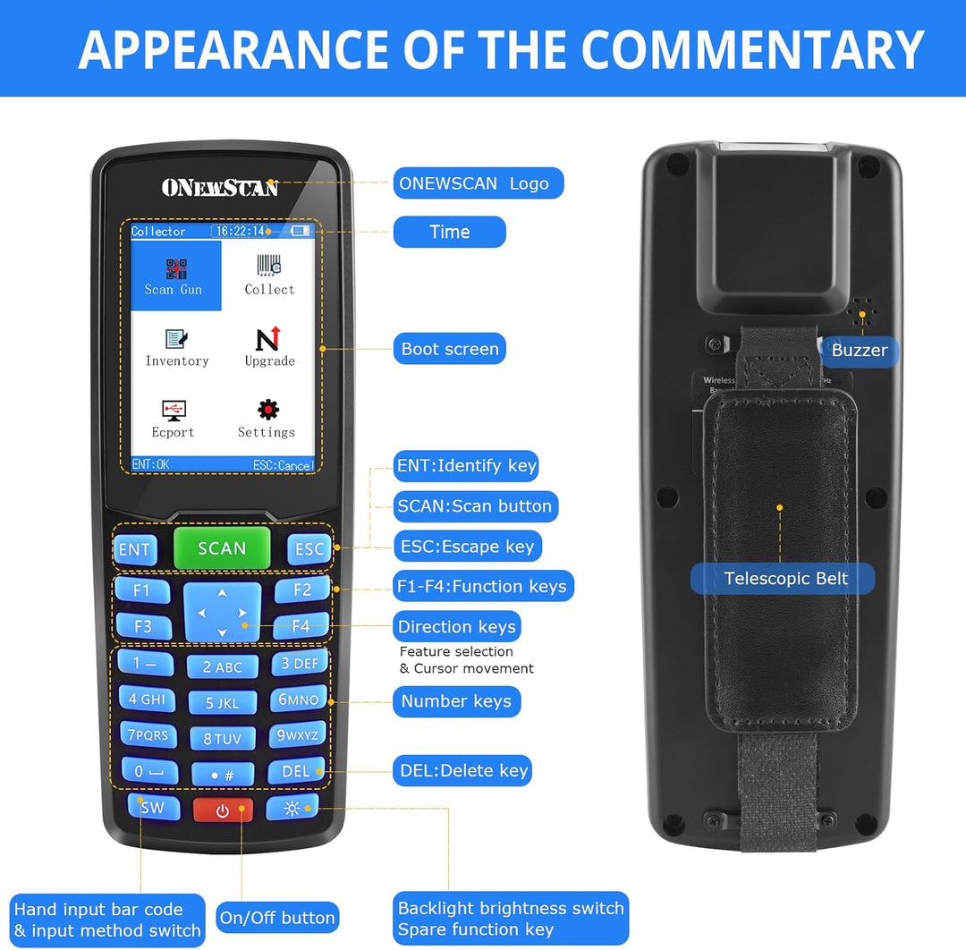 Kabelloser Barcode-Scanner, tragbarer Inventar-Scanner 1D&amp;2D&amp;PDF417, Hand-Barcode-Scanner für Sammle