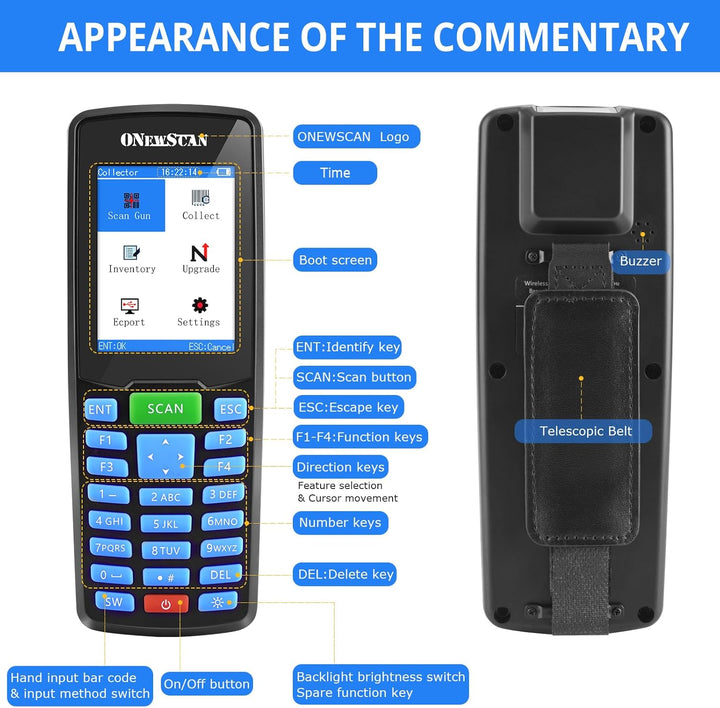 Kabelloser Barcode-Scanner, tragbarer Inventar-Scanner 1D&amp;2D&amp;PDF417, Hand-Barcode-Scanner für Sammle