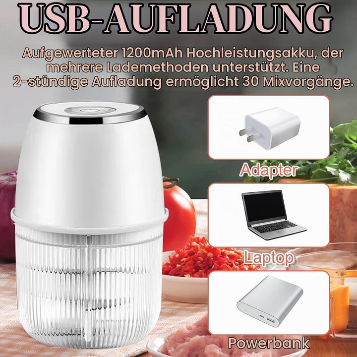 Elektrischer Küchenzerkleinerer, 350ML Zwiebelzerkleinerer Elektrisch, Tragbarer Mini-Zerkleinerer,Z