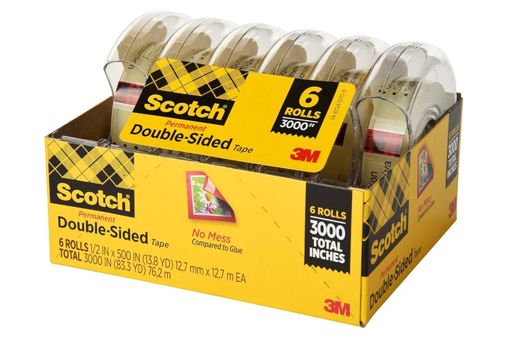 Scotch Double Sided Tape, 1/2 x 500 Inches, 6 Dispensers/Pack (6137H-2PC-MP) by 3M Office Products (