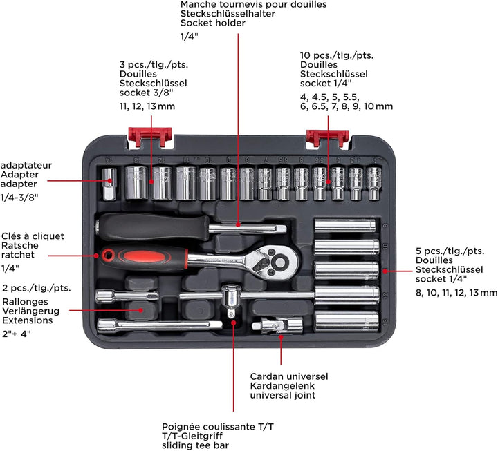 kwb Werkzeugkoffer aus robustem Aluminium inkl. 199-tlg. hochwertigem Werkzeug-Set als perfekte Grun