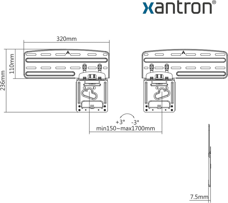 Xantron® SF01 Samsung TV Wandhalterung 43-85 Zoll/ Slim Fit max. 60kg / Fernseher , minimaler Wandab