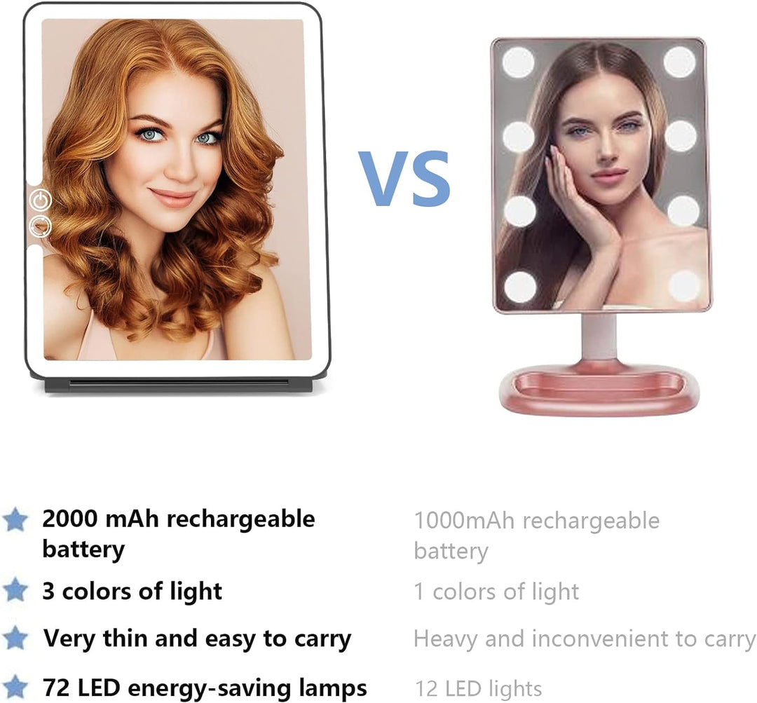 WEILY Schminkspiegel mit Beleuchtung, Kosmetikspiegel DREI Farben Einstellbarer Led Kosmetikspiegel,