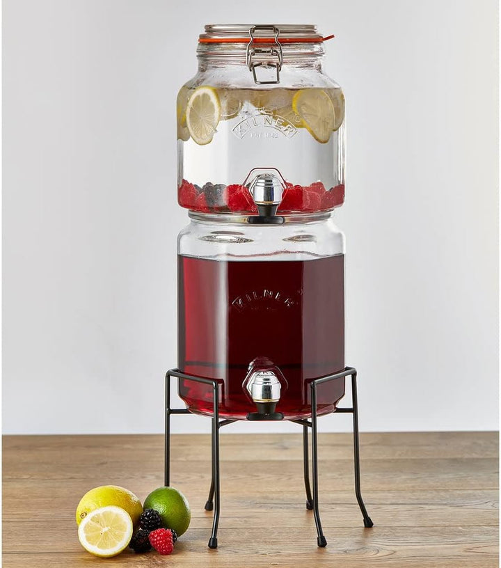 Kilner 25.004 Stapelbarer Getränkespender mit Ständer, 5,2 Liter, Glas, Masse: 22,7 x 19,6 x 40 cm,