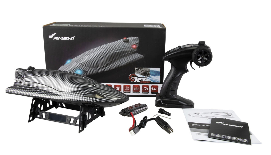 Amewi Stingray Speedboot mit Jetantrieb 40km/h 335mm RTR Carbon-Optik