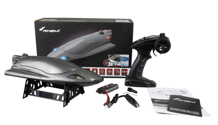 Amewi Stingray Speedboot mit Jetantrieb 40km/h 335mm RTR Carbon-Optik