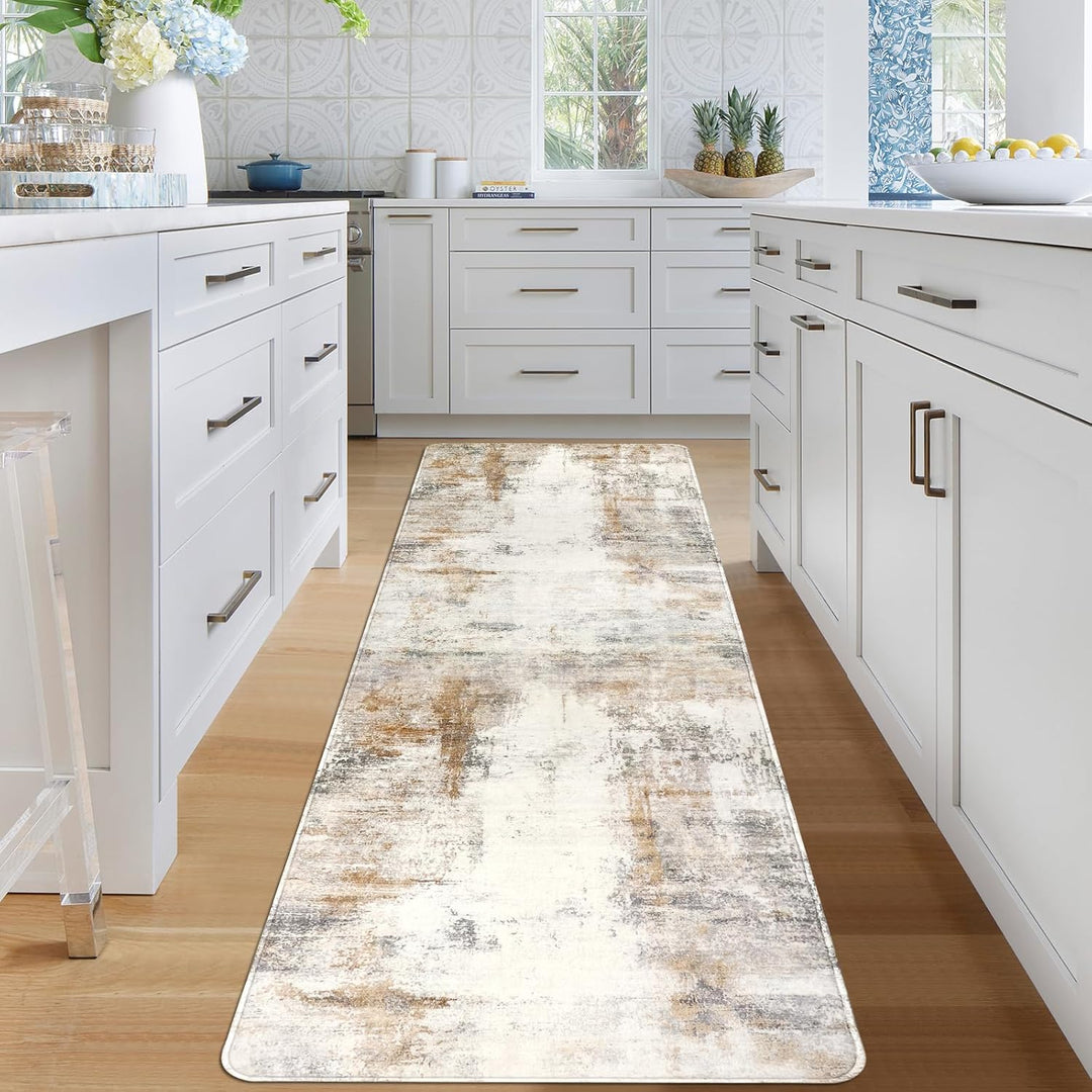 Famibay Teppich Läufer Flur Küche rutschfest Waschbar Teppichläufer Flur Flurteppich Läufer Lang Küc