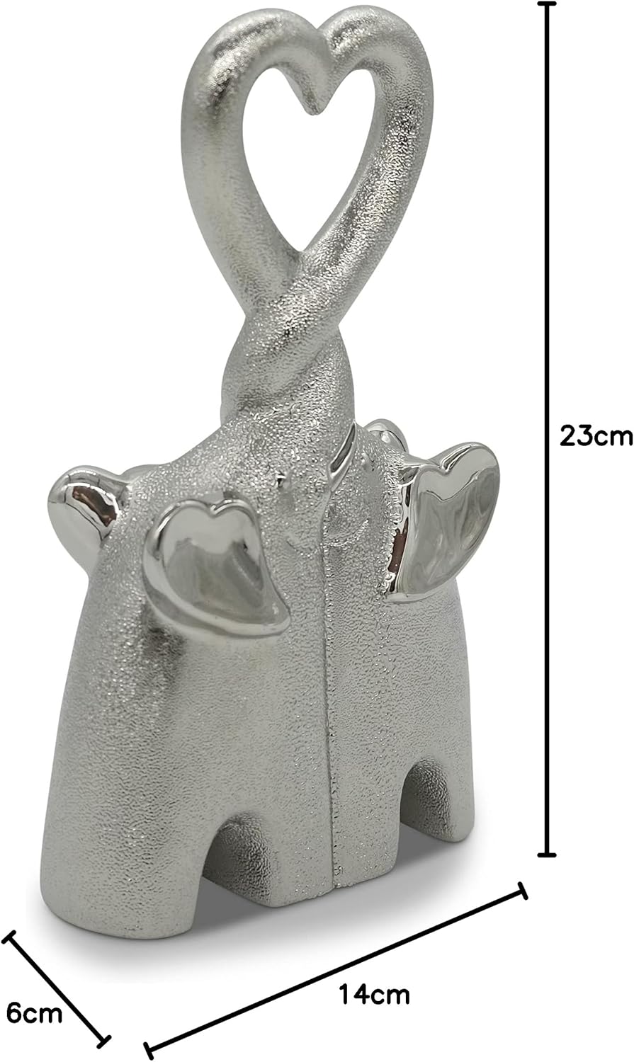 FeinKnick Dekofigur herzendes Elefanten-Pärchen - Keramik Deko Figur Elefant 23cm hoch - Moderne Dek