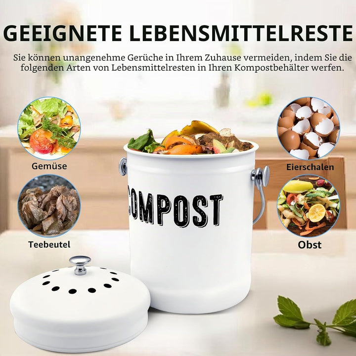 Komposteimer für die Küche, ENLOY Komposteimer für die Arbeitsplatte mit Deckel für Küchenabfälle, p
