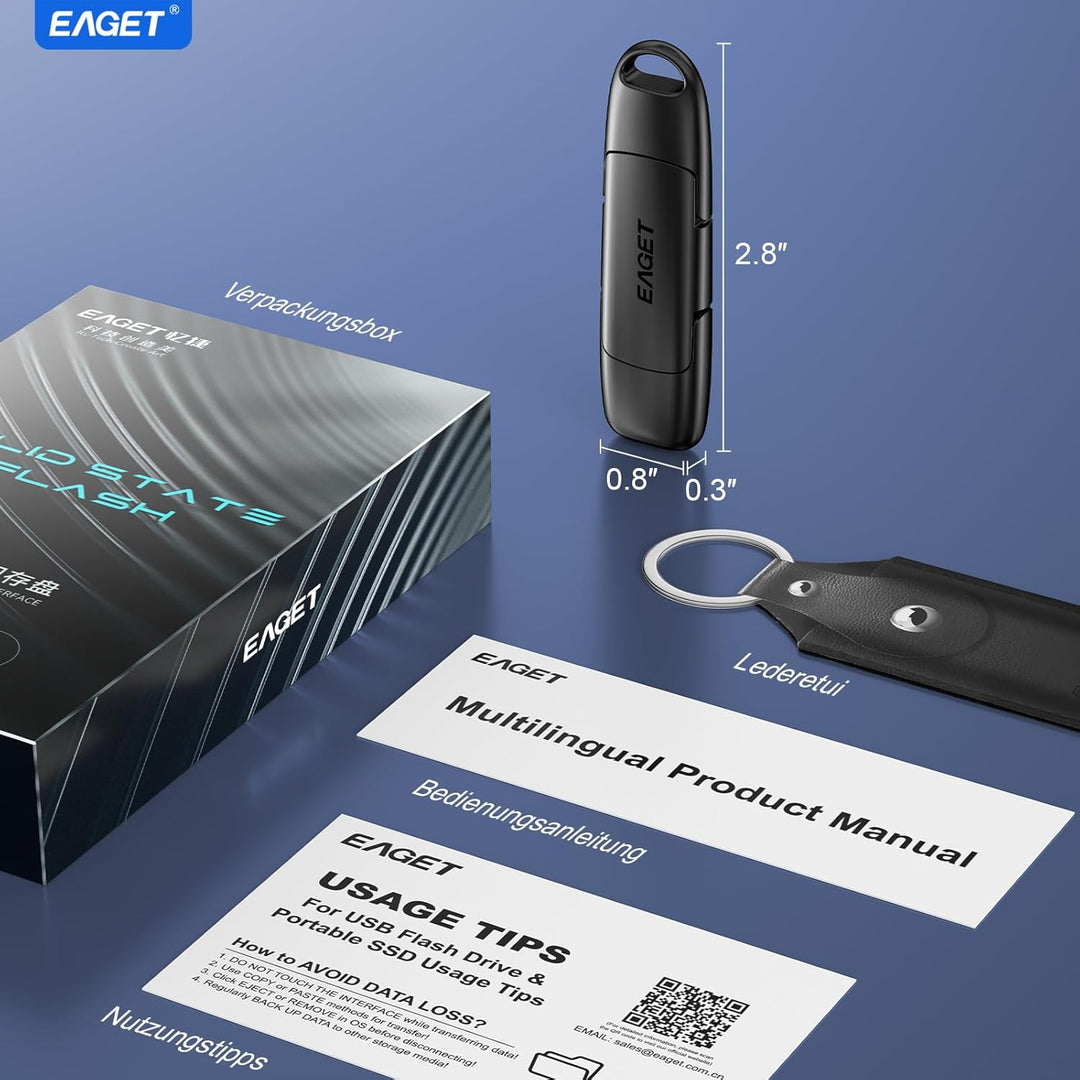 128GB USB C Stick, bis zu 400 MB/s, Dual Drive Typ-C & USB-A, USB 3.2 Speicherstick, Metallgehäuse,