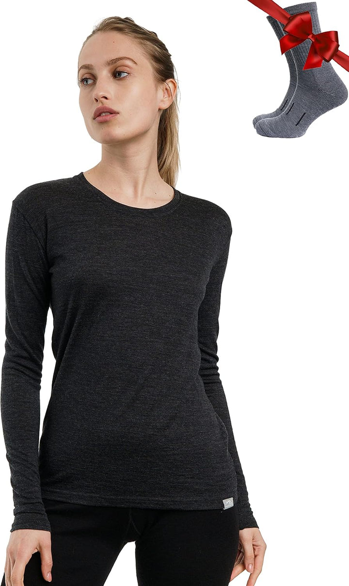 Merino.tech Merino Shirt Damen Langarm - Premium 100% Merino Unterwäsche Damen Langarmshirt, Sportun