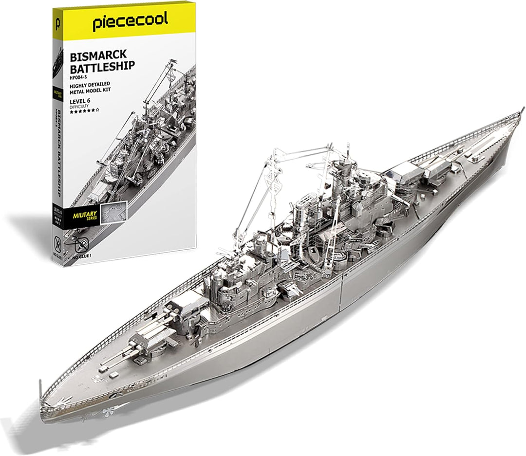 piececool 3D Puzzle Metall Bismarck-Schlachtschiff 3D Metall Puzzle Militärmodell 340 Edelstahl, Gan