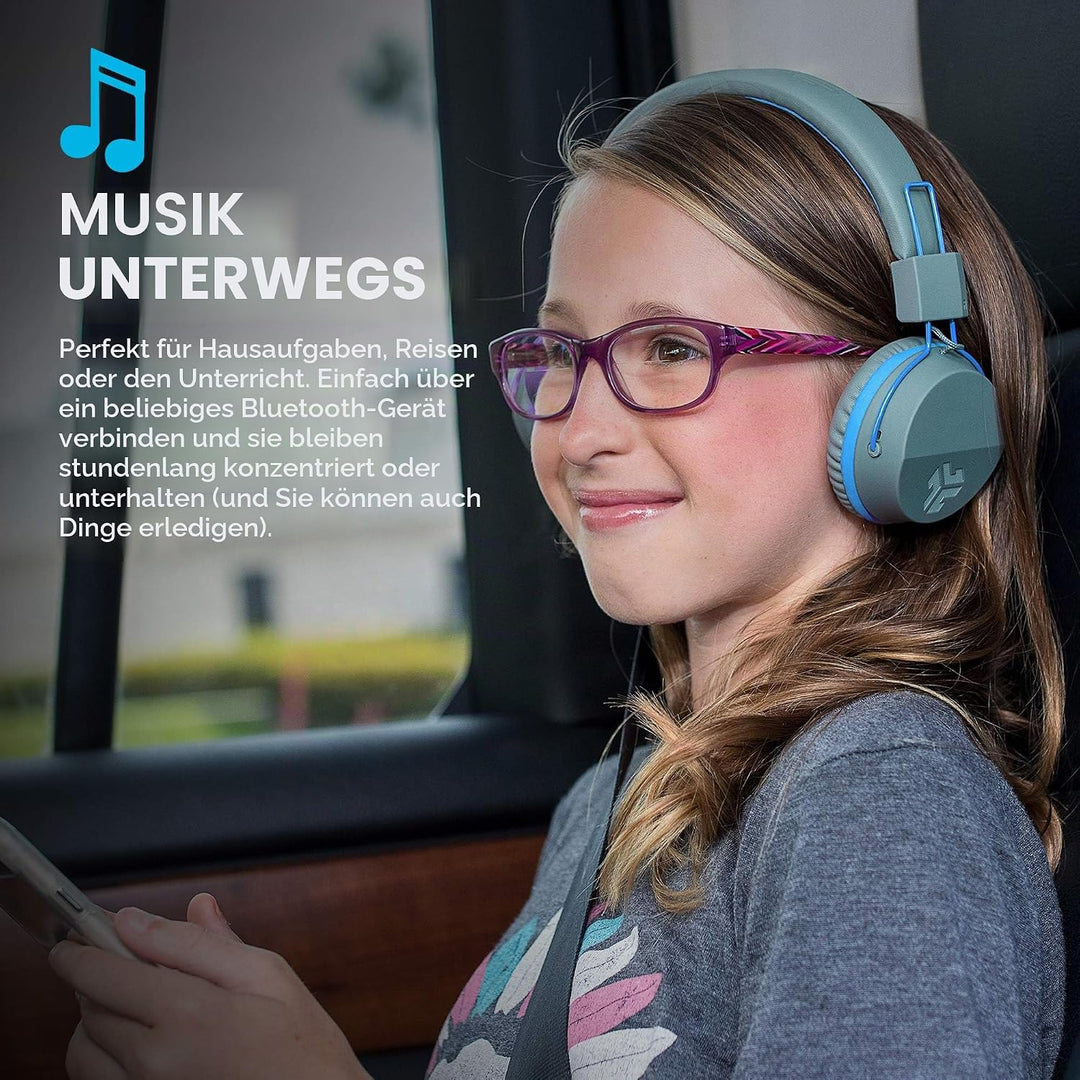 JLab Bluetooth Kopfhörer Kinder, JBuddies kopfhörer kabellos, Over Ear Kinder Kopfhörer mit mikrofon