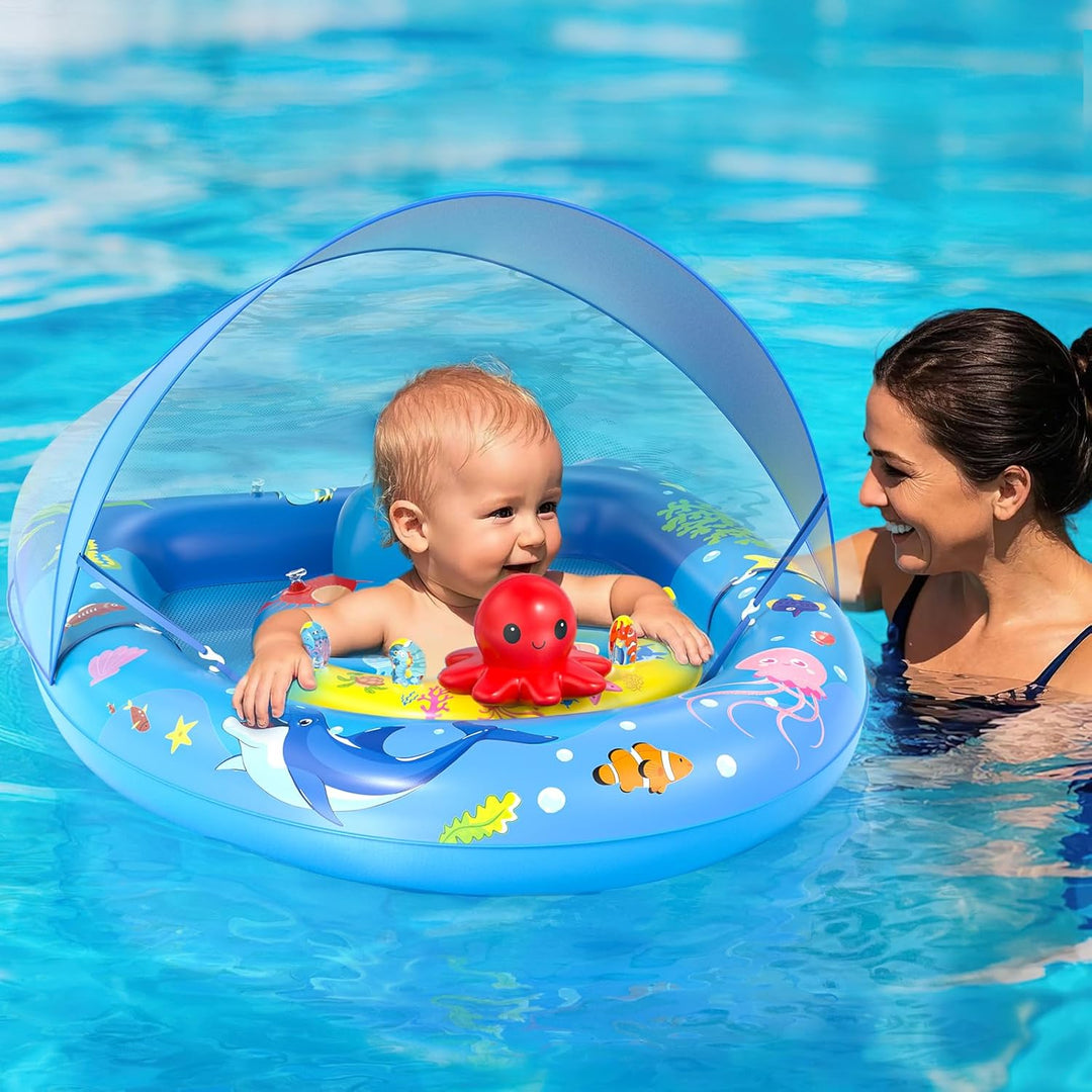 Sunrad Schwimmring Baby mit Sonnendach,Baby Schwimmring ab 6-36 Monate Schwimmhilfe Kinder mit Verst
