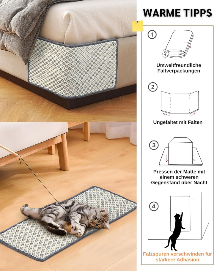 JanYoo 2 Stück Kratzmatte Katze, Kratzschutz Katzenkratzmatte Sisal Katzenkratzmatte Katzen Kratztep