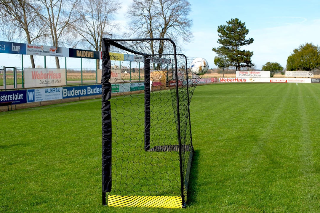 Fussballtor aus Stahl - Verschiedene Grösse - Schwarz - Bodenverankerung und Transporttasche inkl. 5