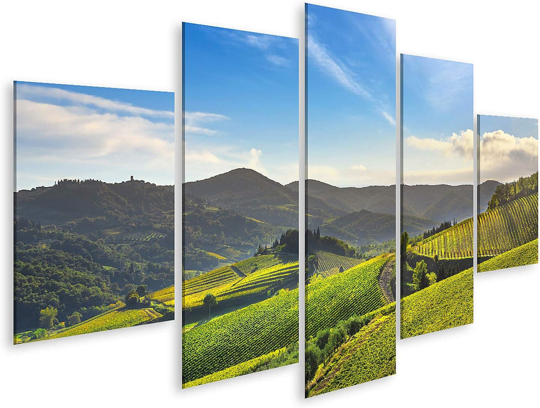 islandburner Bild auf Leinwand Radda Chianti Weinberg Panorama Sonnenuntergang Toskana Italien Herbs