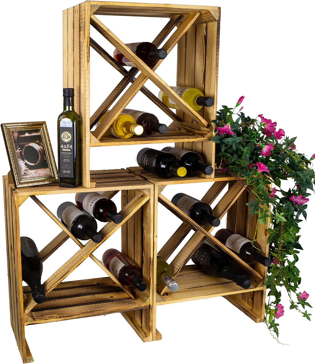 Kistenkolli Altes Land geflammtes Weinregal X Masse 50x40x27cm Regalkiste Flaschenablage Weinregal A