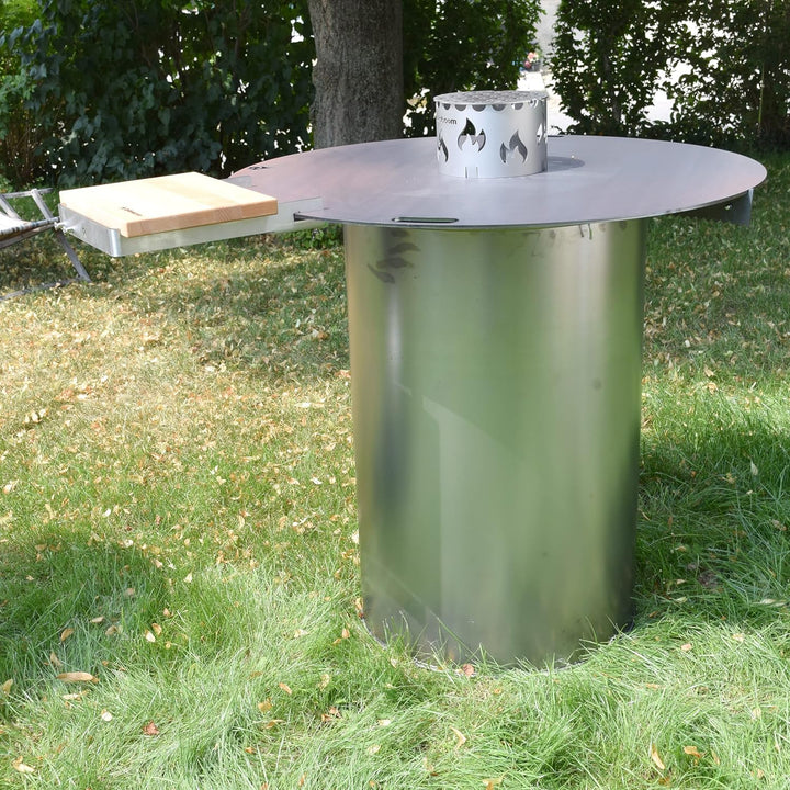 Grillrost.com Das Original Feuertonne aus massivem Stahl passend für viele Feuerplatten - Fabrikneu