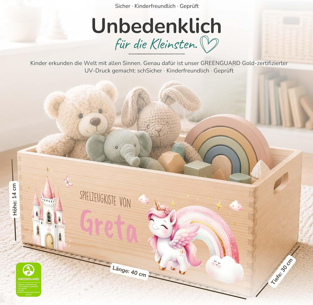 Kidsmood - Spielzeugkiste aus Holz mit Wunschnamen | Aufbewahrungsbox Kinder Spielzeug & Bücher | Pr