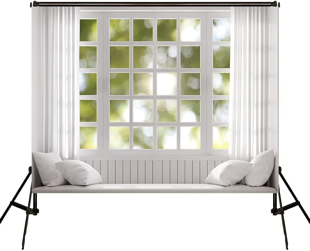 Kate Backdrops Weisse Fenster Frühling Hintergründe Grüne Landschaft Sommer Foto Kulissen Kopfteil H