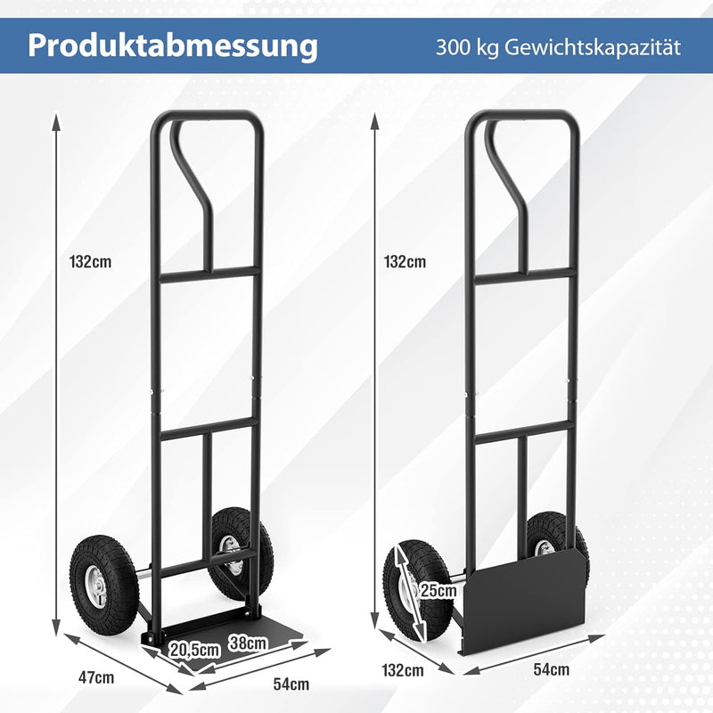 COSTWAY Sackkarre mit P-Griff, belastbar bis 300 kg, Metall Stapelkarre Schwerlast, Transportkarre m