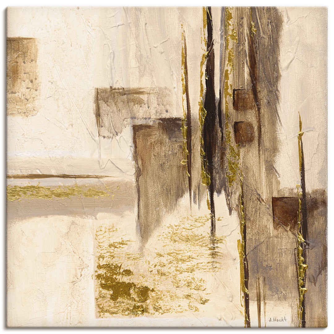 ARTland Leinwandbilder Wandbild Bild auf Leinwand 70 x 70 cm Abstrakte Motive Muster Malerei Creme A