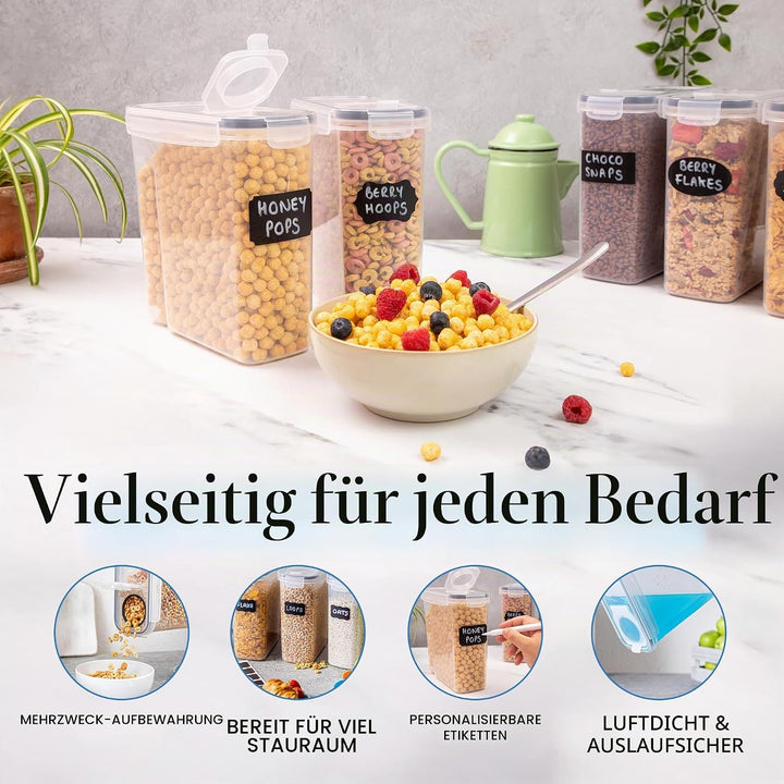 Müsli Vorratsdosen,4 Stück Set Kunststoff Frischhaltedosen,Praktischer Müslispender,Lebensmittelqual